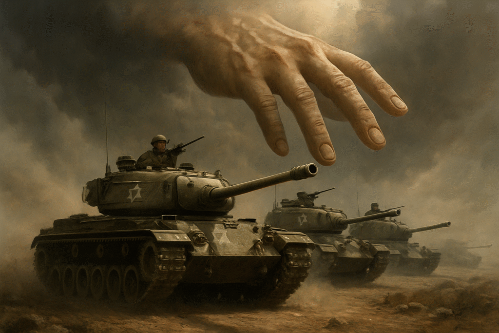 Tanques israelenses nas Colinas de Golã durante a Guerra do Yom Kippur